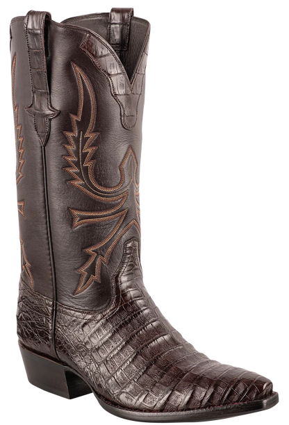 Stallion Men's Caiman Crocodile Cowboy Boots - Chocolate
