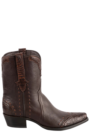 Stallion Women's Italian Calf/Caiman Crocodile Boots - Chocolate