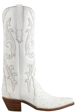Stallion Women's Full Quill Ostrich Gallegos Cowgirl Boots - White