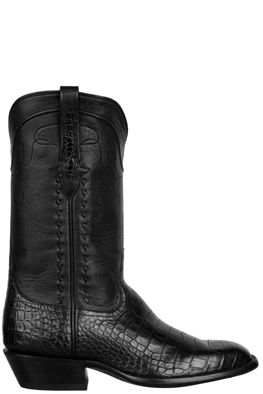 Stallion Men's Black American Alligator Cowboy Boots Pinto Ranch