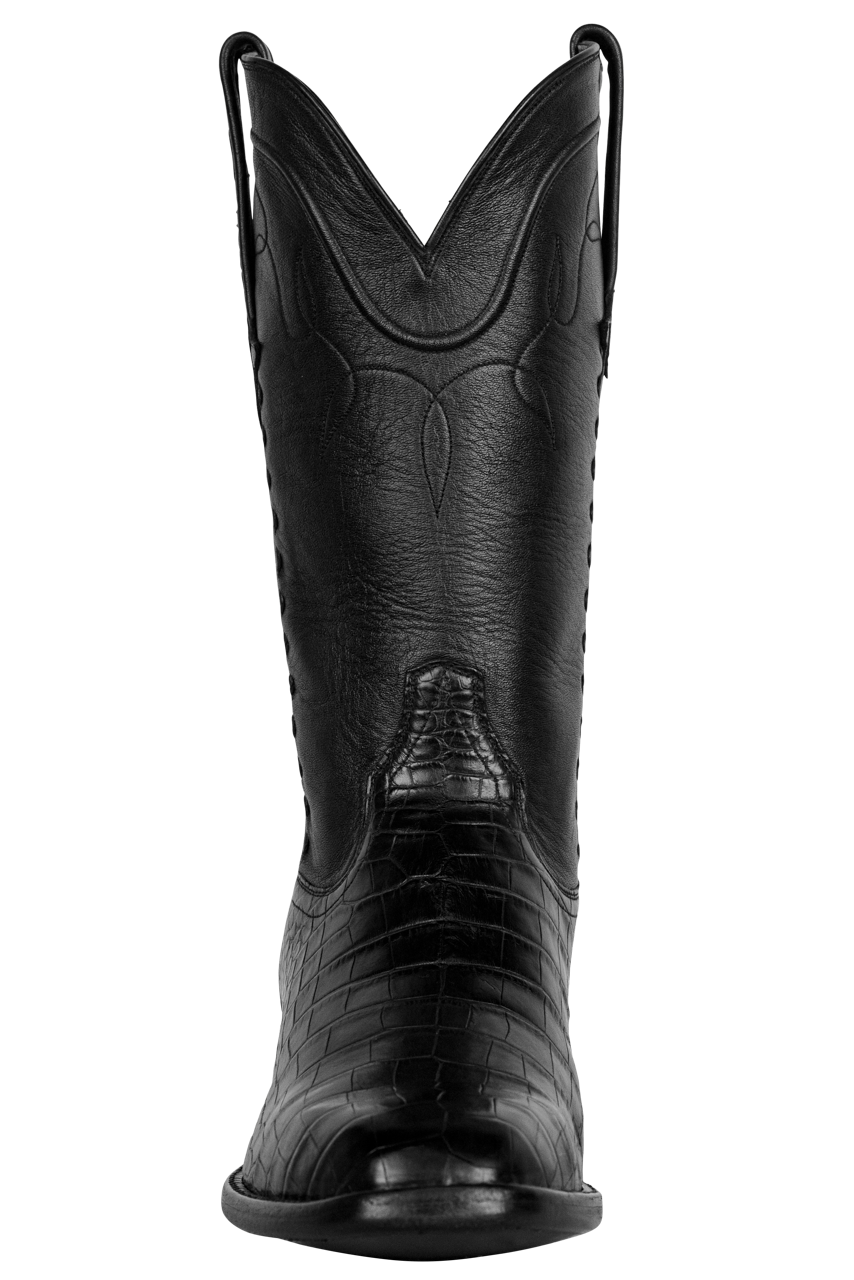 Stallion Men's Black American Alligator Cowboy Boots Pinto Ranch