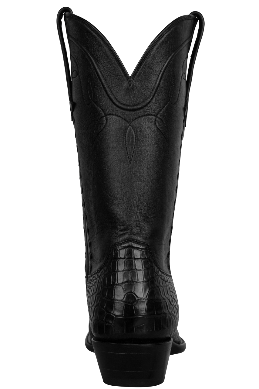Stallion Men's Black American Alligator Cowboy Boots Pinto Ranch