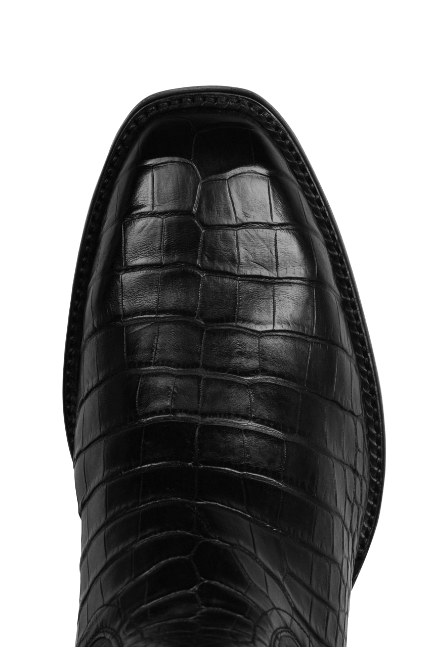 Stallion Men's Black American Alligator Cowboy Boots Pinto Ranch