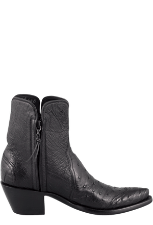 Stallion Women's Ostrich & Caiman Zorro Ankle Boots - Black