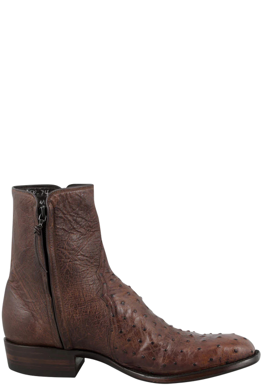 Stallion Full Quill Ostrich Zorro Ankle Boots - Antique Saddle