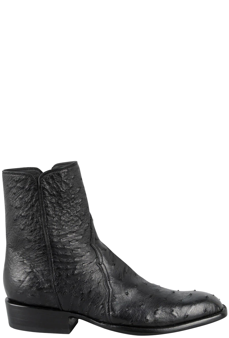 Stallion Men's Full Quill Black Ostrich Zorro Ankle Boots | Pinto Ranch