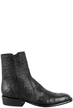 Stallion Men's Full-Quill Smooth Ostrich Zorro Ankle Boots - Black