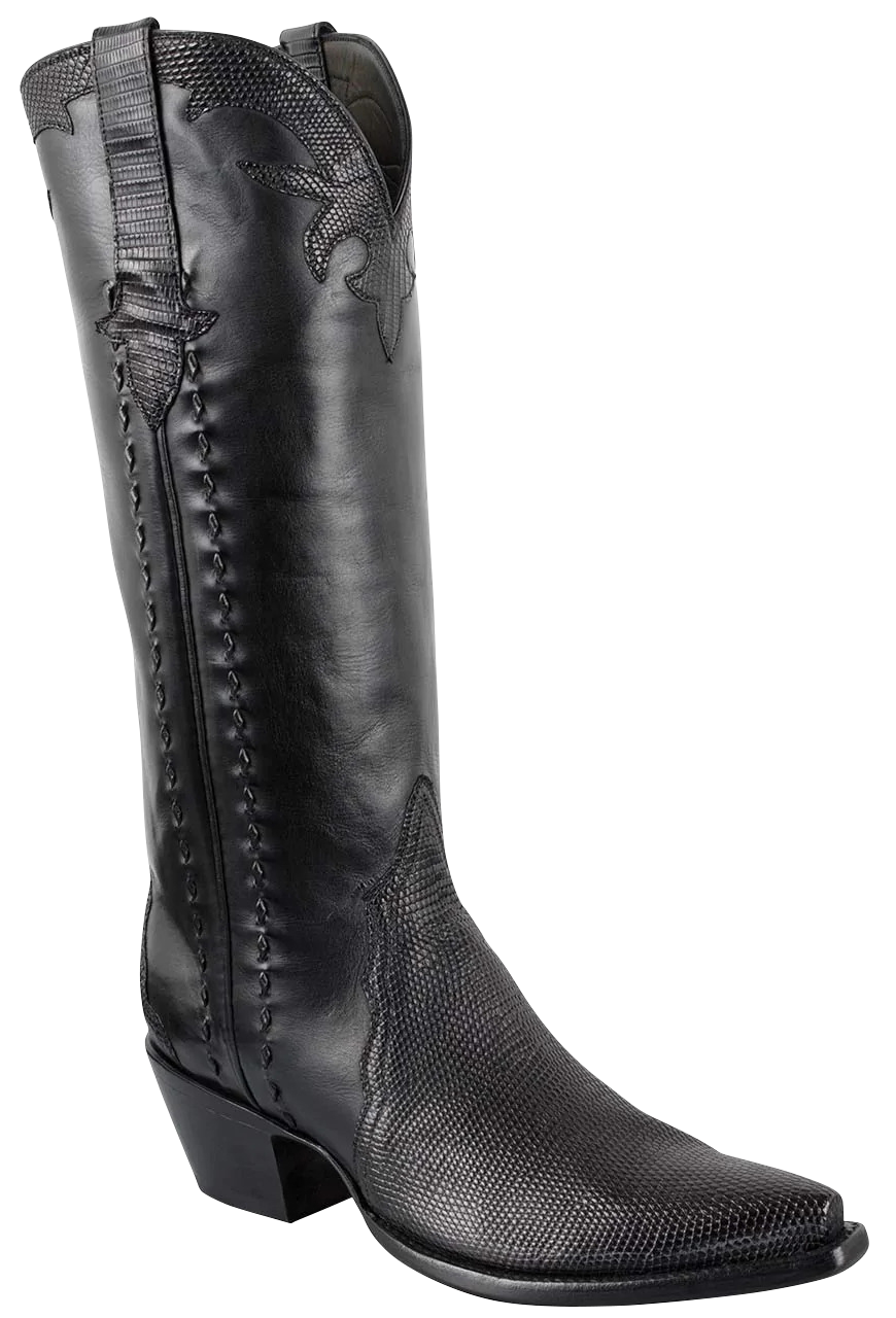 Stallion Women's Lizard Gallegos Cowgirl Boots - Black