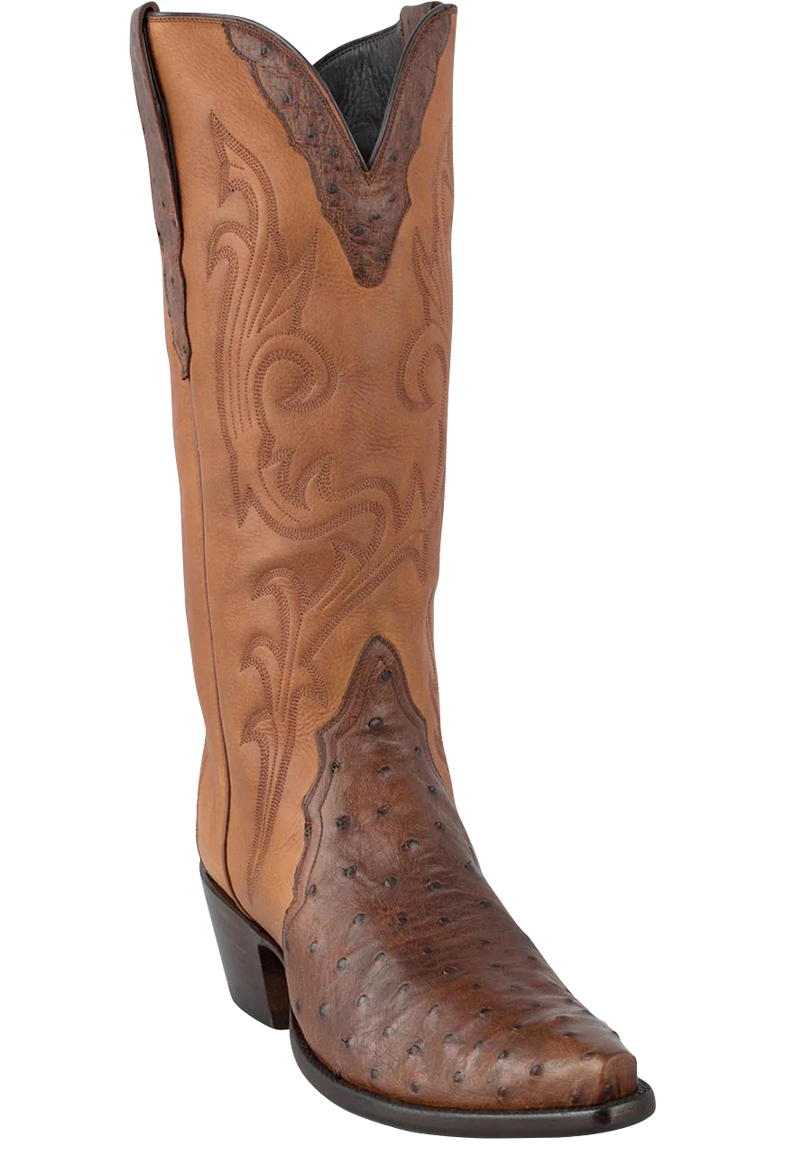 Stallion Women's Full Quill Ostrich Gallegos Cowgirl Boots - Antique Saddle