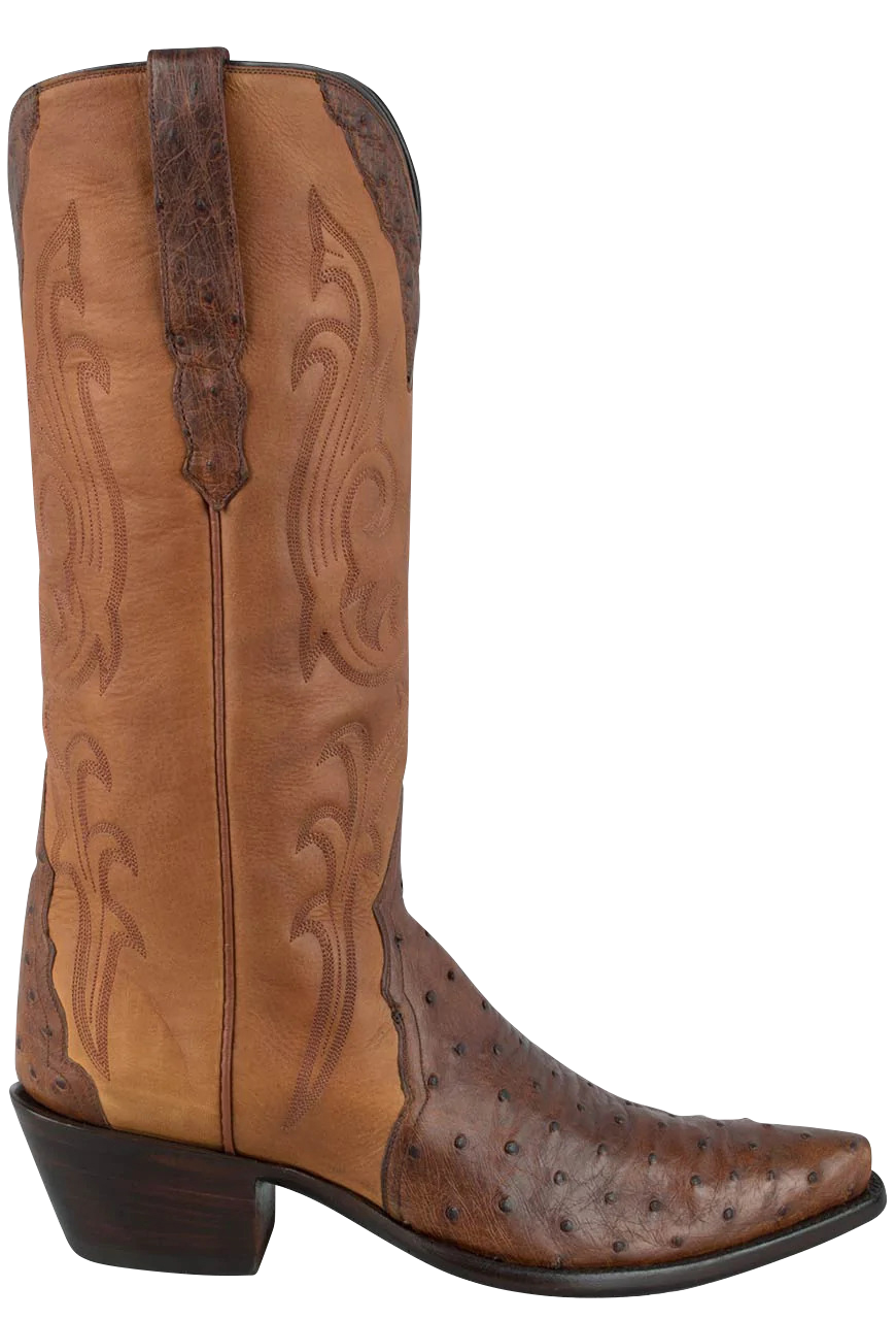 Stallion Women's Full Quill Ostrich Gallegos Cowgirl Boots - Antique Saddle