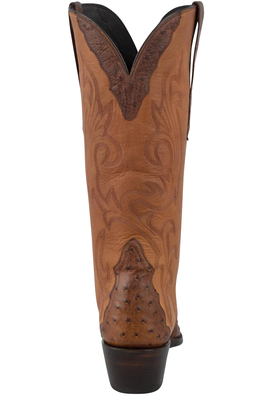 Stallion Women's Full Quill Ostrich Gallegos Cowgirl Boots - Antique Saddle