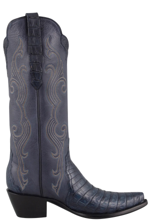 Stallion Women's Caiman Crocodile Gallegos Cowgirl Boots - Navy