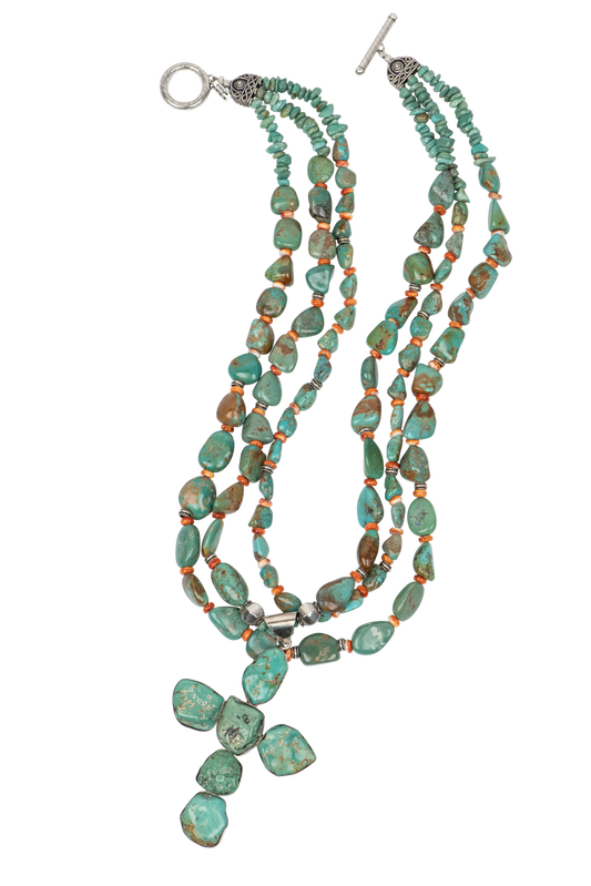 Paige Wallace Turquoise Nugget Cross Necklace