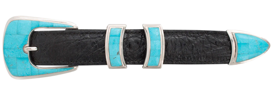 B.G. Mudd 1" Turquoise Mosaic Buckle Set