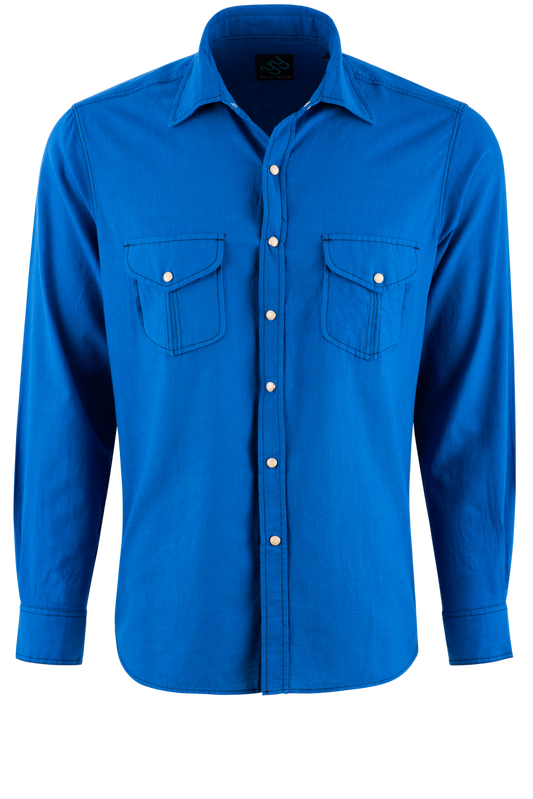 Pinto Ranch YY Collection Pleated Blue Wash Pearl Snap Shirt