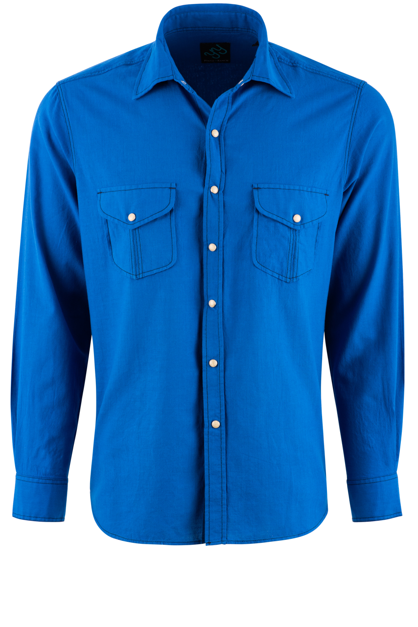 Pinto Ranch YY Collection Pleated Blue Wash Pearl Snap Shirt