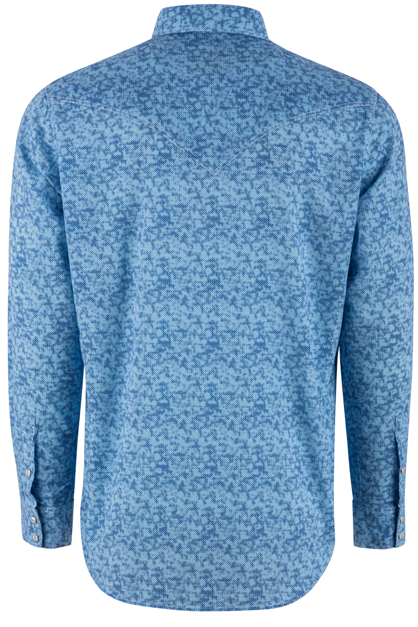 Pinto Ranch YY Collection Cloud Long Sleeve Pearl Snap Shirt - Blue