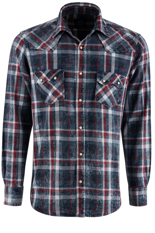 Pinto Ranch YY Collection Indigo Plaid Shirt