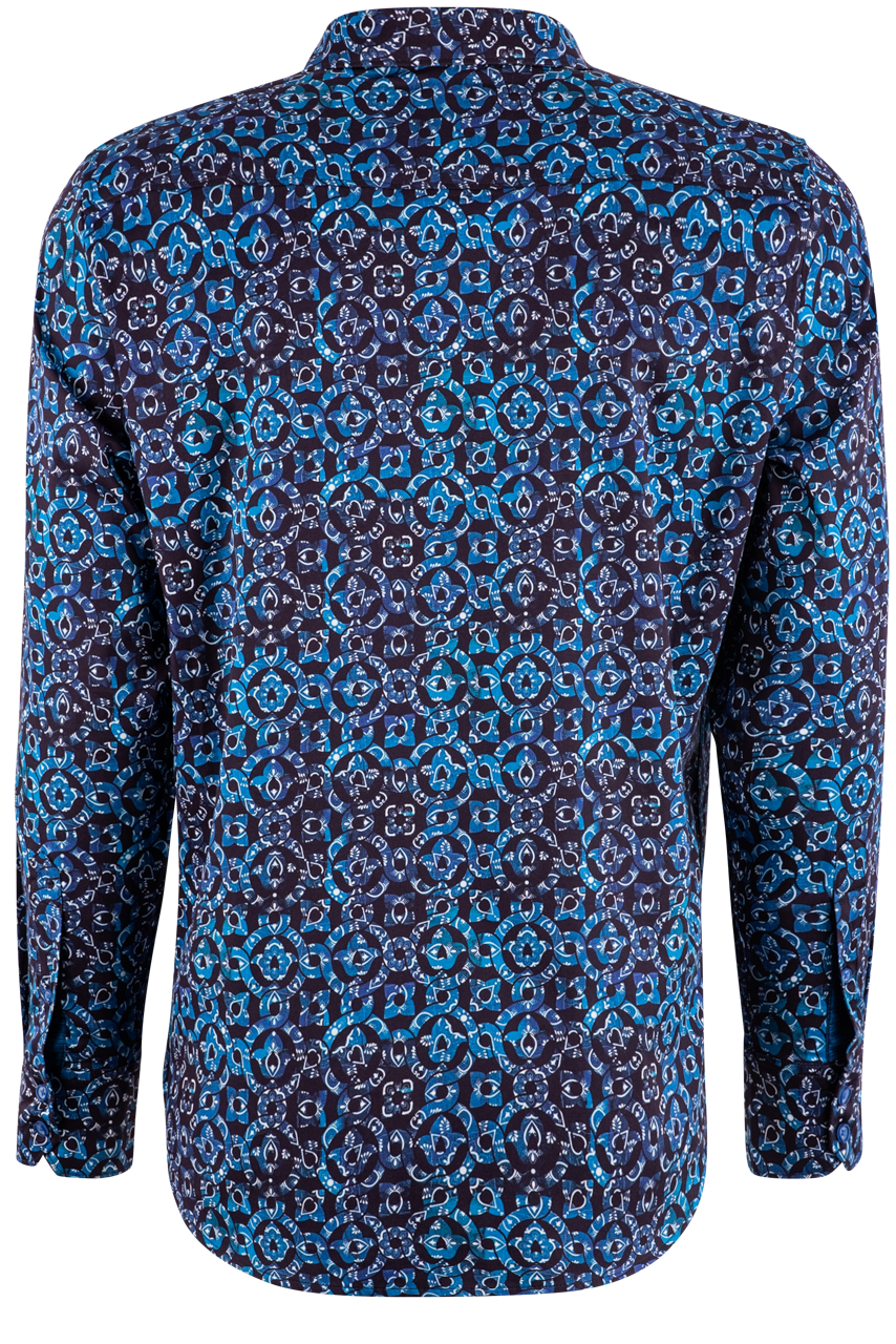 Robert Graham Blue Pattern Long Sleeve Button-Front Shirt