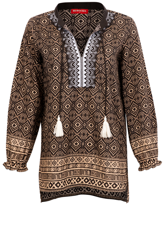 RubyYaya Aztec Print Top
