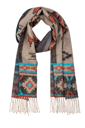 Time of the West Revis Sand & Turquoise Scarf