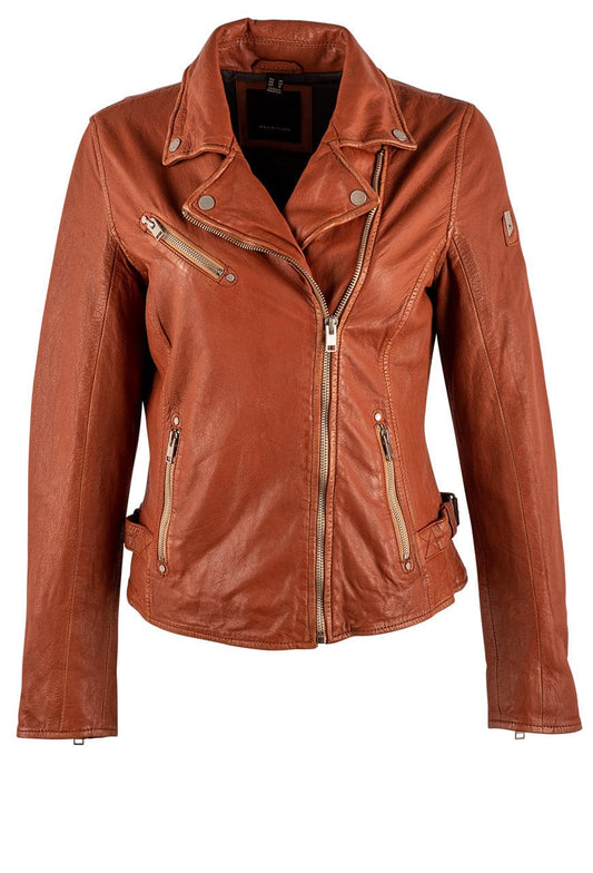 Mauritius Sofia Burnt Orange Lamb Leather Jacket