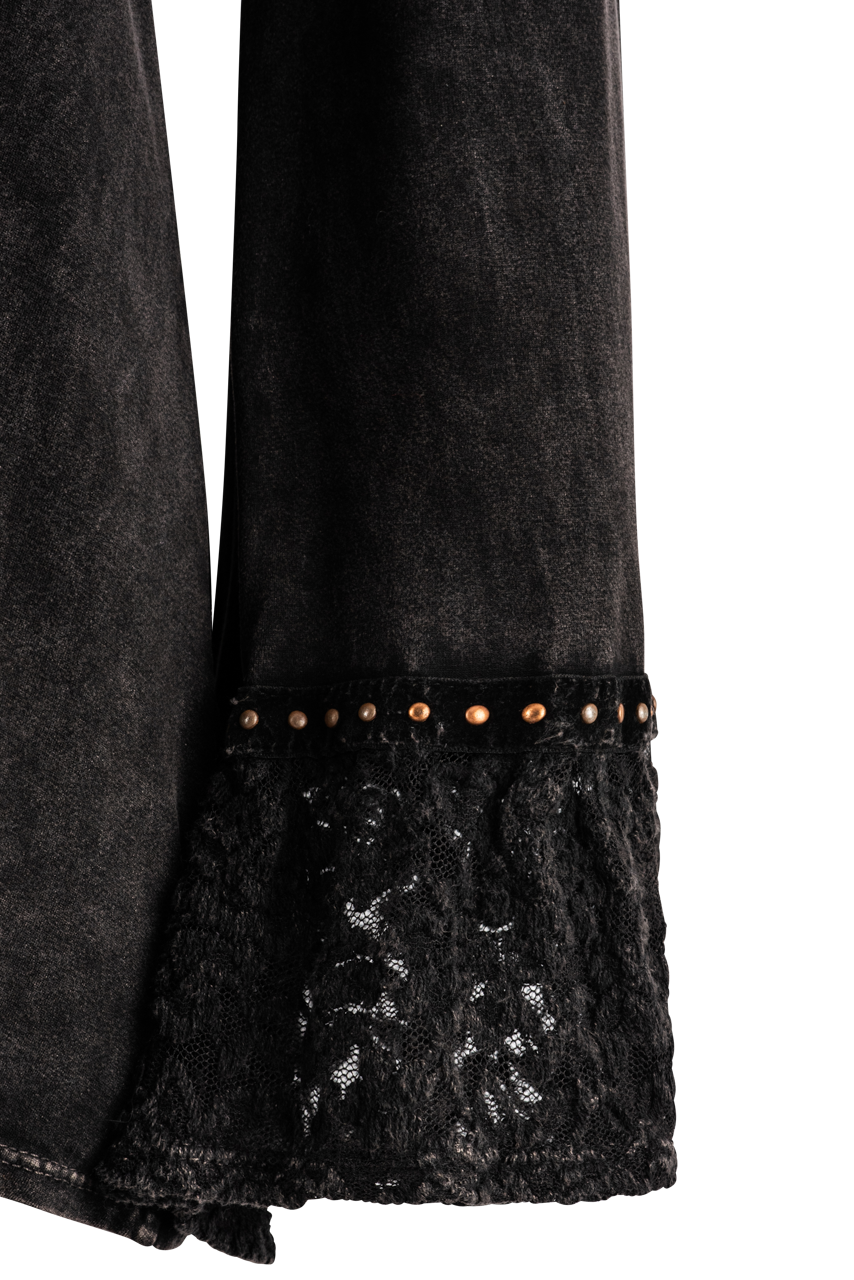 Pat Dahnke Black Lace Bell Sleeve Top