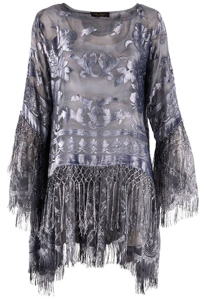 Pat Dahnke Burnout Velvet & Fringe Top