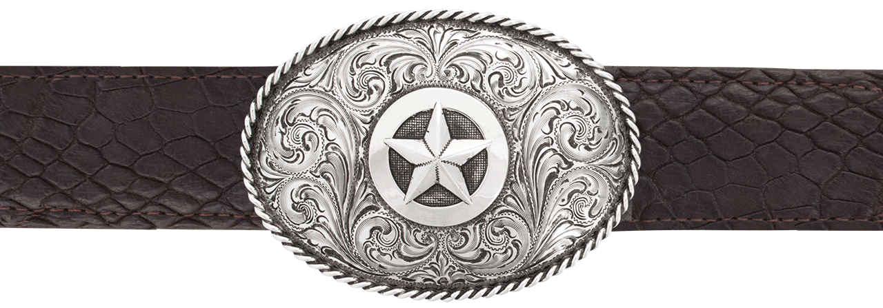 Silver King 1.5" Roped Oval Star Trophy Buckle