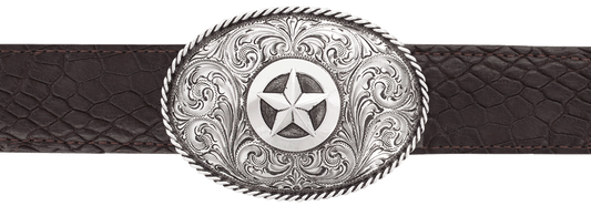 Silver King 1.5" Roped Oval Star Trophy Buckle