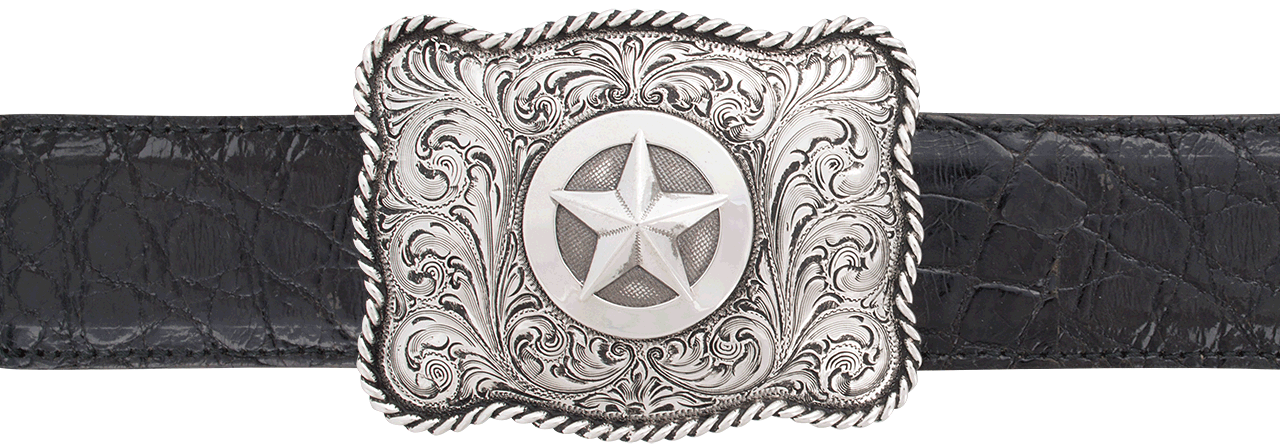 Silver King 1.5" Scalloped Star Trophy Buckle