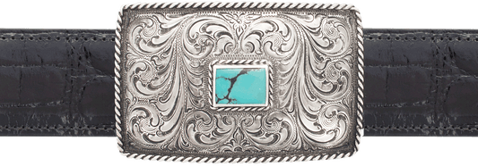 Silver King Roped Turquoise 1 1/2" Trophy Buckle