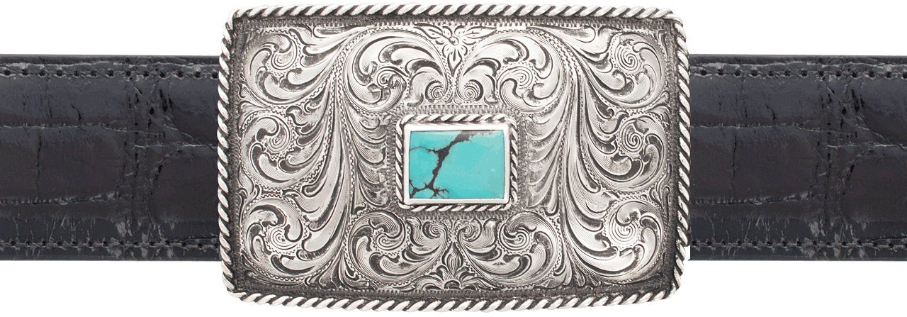 Silver King Roped Turquoise 1 1/2" Trophy Buckle