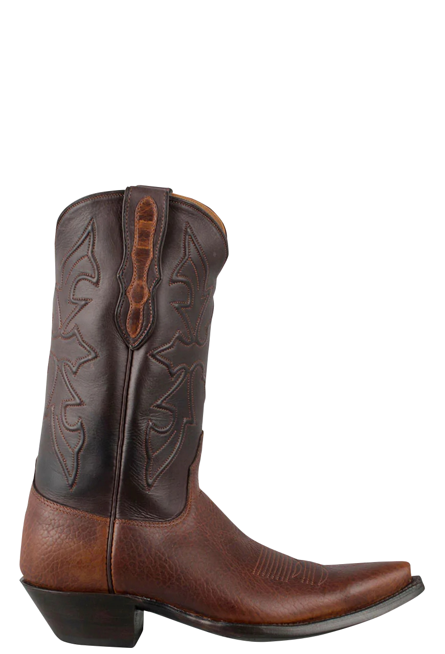 Black Jack for Pinto Ranch Men's Buffalo Cowboy Boots - Tan, Dark Brown