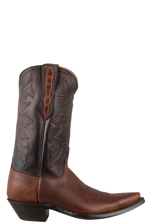 Black Jack for Pinto Ranch Men's Buffalo Cowboy Boots - Tan, Dark Brown