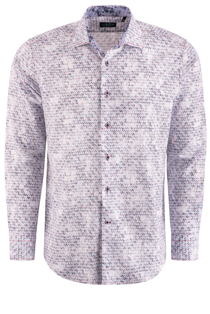 Pinto Ranch YY Collection Faded Long Sleeve Button-Front Shirt - White