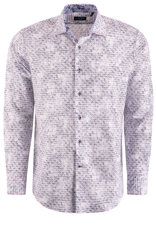 Pinto Ranch YY Collection Faded Long Sleeve Button-Front Shirt - White