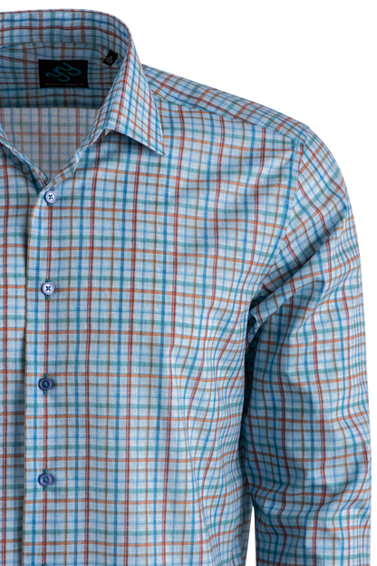 Pinto Ranch YY Collection Plaid Long Sleeve Button-Front Shirt - Blue
