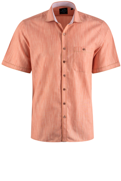 Pinto Ranch YY Collection Polo Short Sleeve Button-Front Shirt - Melon