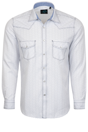 Pinto Ranch YY Collection Mini Diamond Snap Front Shirt - White