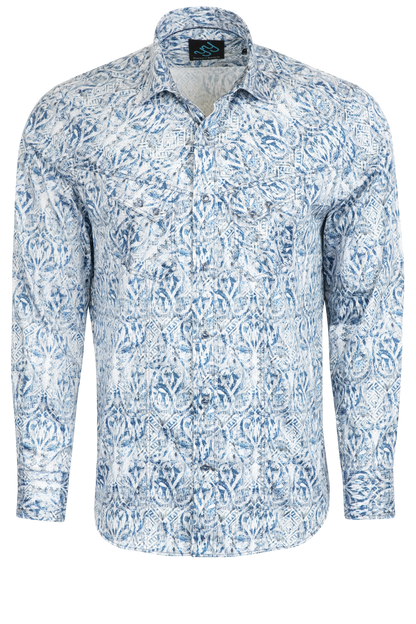 Pinto Ranch YY Collection Batik Button-Front Shirt - Blue