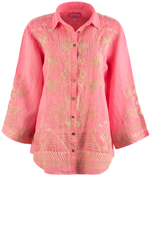 Johnny Was Coral Sunset Kimono Shirt