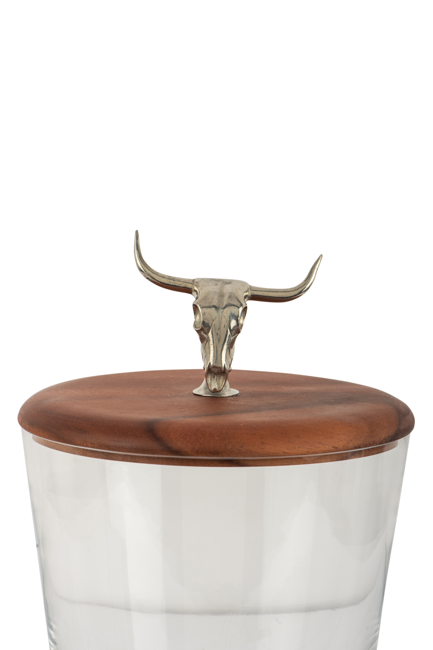 Arthur Court Cow Skull Glass Ice Bucket