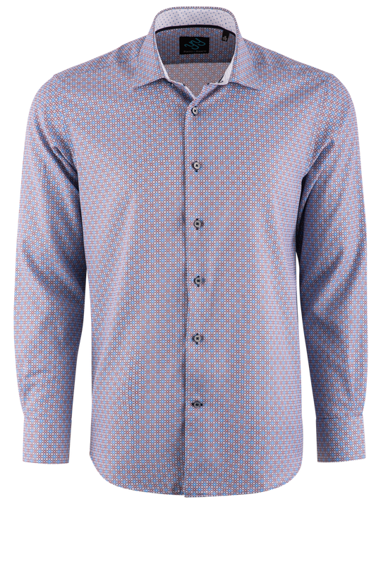 Pinto Ranch YY Collection Button-Front Sport Shirt- Medallion Blue
