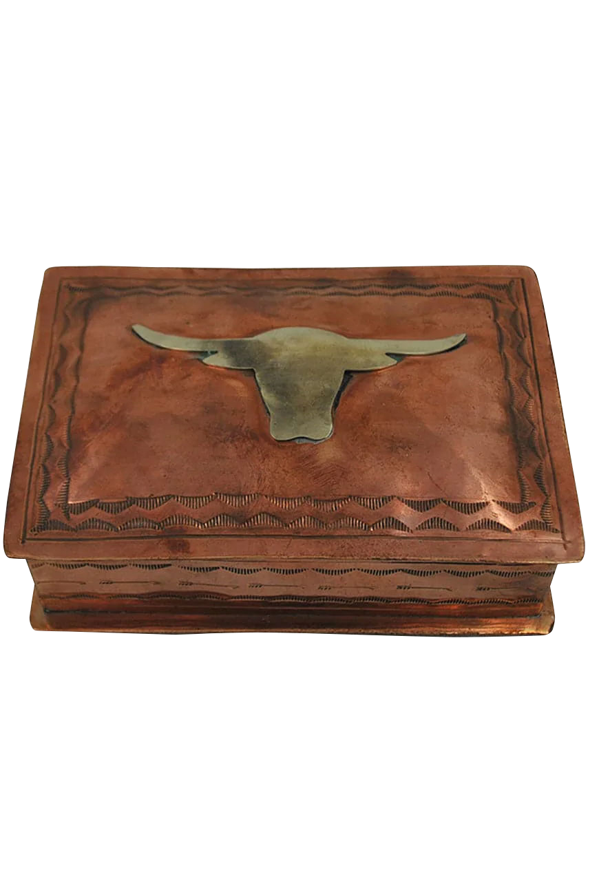 J. Alexander Longhorn Stamped Copper Box