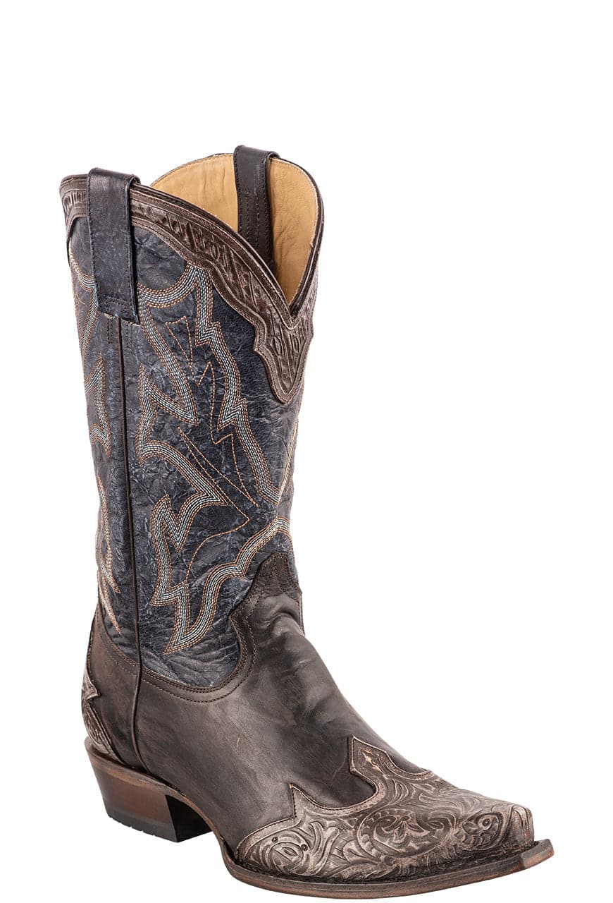 Stetson Men s Waxy Brown Blue Wingtip Cowboy Boots Pinto Ranch