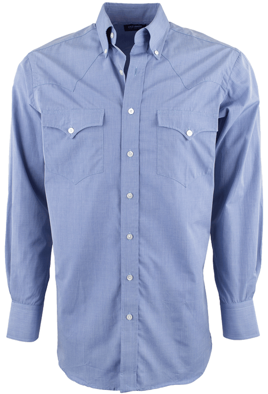 Lyle Lovett for Hamilton Poplin Button-Front Shirt - Solid Blue