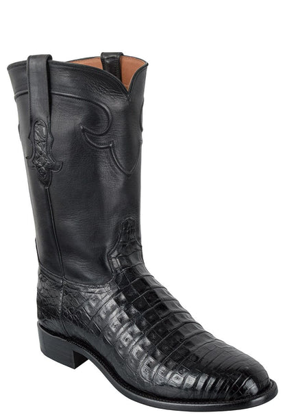 Tony Lama Men's Caiman Belly Signature Series Roper Boots - Black