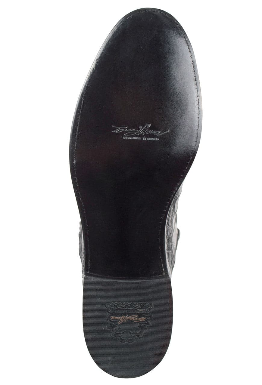 Tony Lama Men's Caiman Belly Signature Series Roper Boots - Black