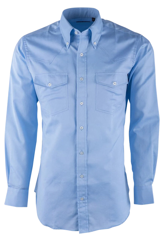 Pinto Ranch YY Pique Button-Front Shirt - Solid Blue